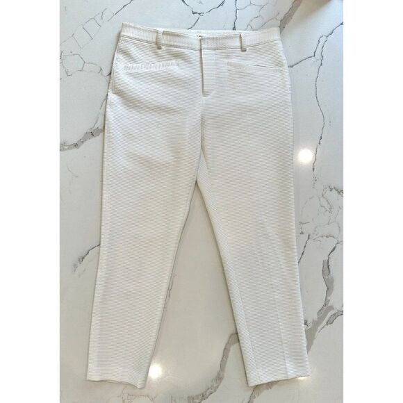 Club Monaco Waffle Knit Cropped Trousers in White Size 6 - Picture 1 of 4